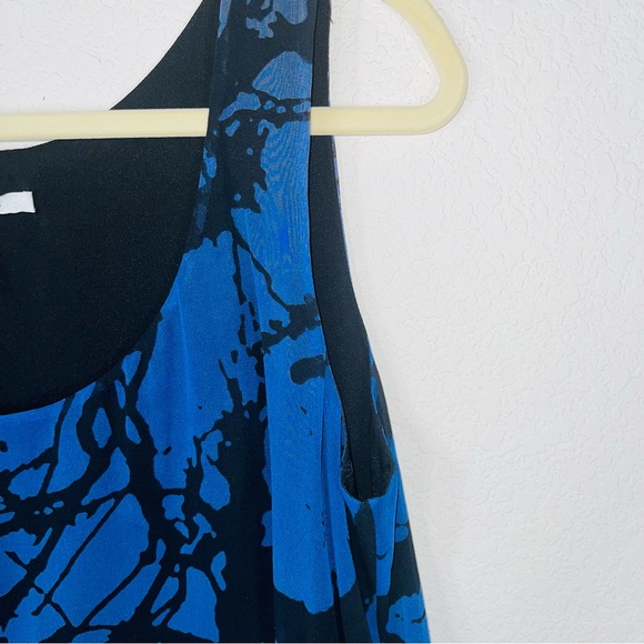 Diane Avon Furstenburg watercolor black green blue overlay sleeveless tank top - Picture 8 of 8